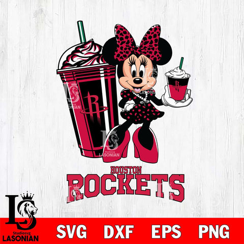 Houston Rockets Minnie Mouse Fan And Coffee Svg Eps Dxf Png File, Digital Download, Instant Download