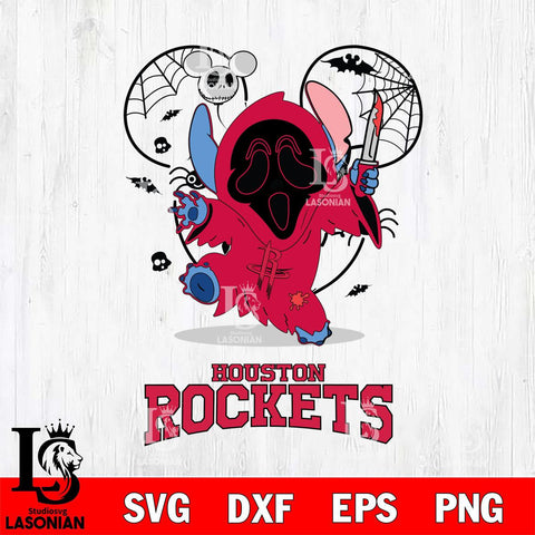 Houston Rockets Stitch Ghost Face Halloween 2 Svg Eps Dxf Png File, Digital Download, Instant Download