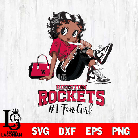 Houston Rockets #1 Black Fan Girl Betty Boop