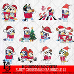 Houston Rockets  Bluey Christmas NBA Bundle 12 Svg Eps Dxf Png File, Digital Download, Instant Download