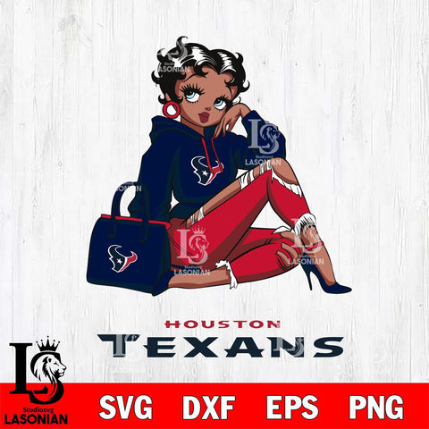 Houston Texans Awesome Black Fan Girl Betty Boop Svg Eps Dxf Png File, Digital Download, Instant Download