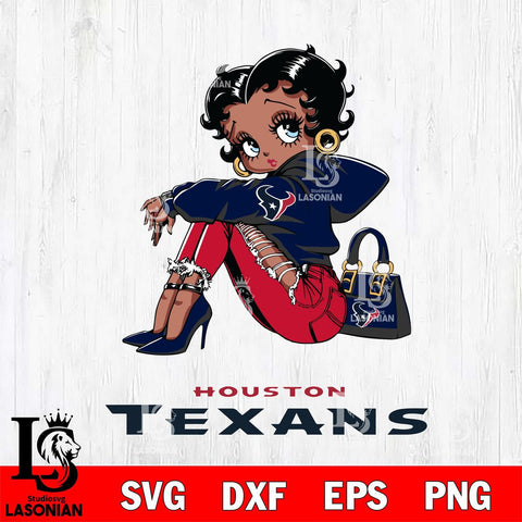 Houston Texans Betty Boop Black Fan Girl Svg Eps Dxf Png File, Digital Download, Instant Download