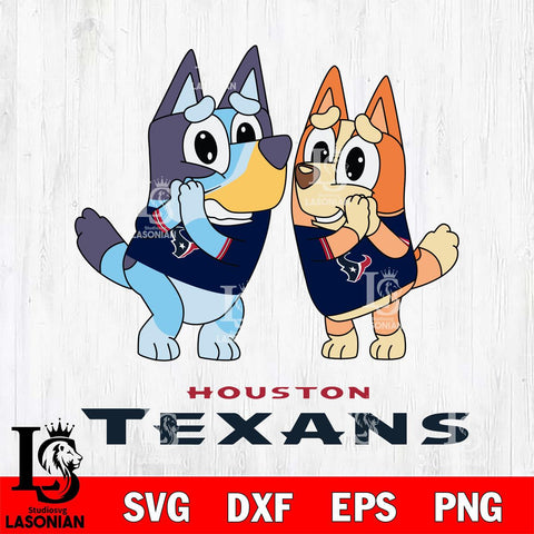 Houston Texans Bluey & Bingo 5 Svg Eps Dxf Png File, NFL svg, Digital Download, Instant Download