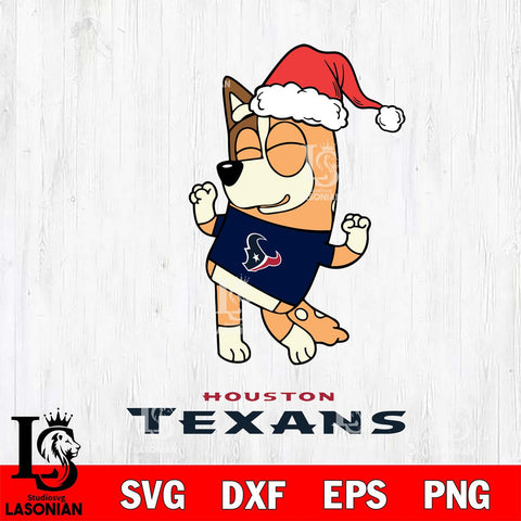 Houston Texans Bluey Chilli Happy Christmas Svg Eps Dxf Png File, Digital Download