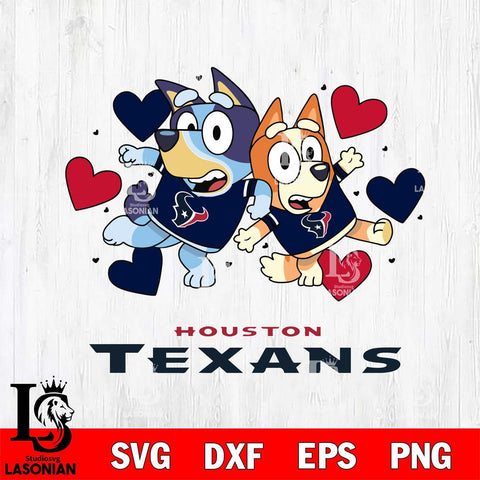 Houston Texans Bluey Chilli Heart NFL Svg Eps Dxf Png File, Digital Download, Instant Download