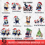 Houston Texans Bluey Christmas Holiday Bundle 12 Svg Eps Dxf Png File, Digital Download