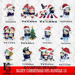 Houston Texans Bluey Christmas NFL Bundle 12 Svg Eps Dxf Png File,Cut Svg Files, Digital File, Sublimation