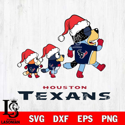 Houston Texans Bluey Family Christmas Svg Eps Dxf Png File, Digital Download