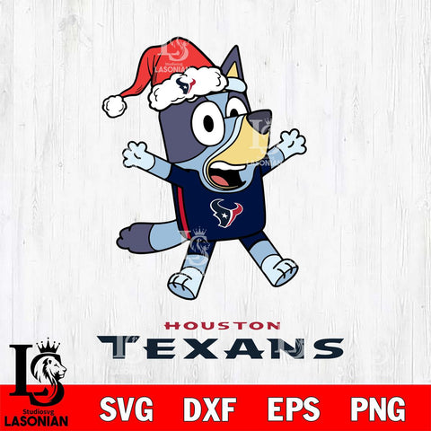 Houston Texans Bluey Happy Christmas Svg Eps Dxf Png File, Digital Download