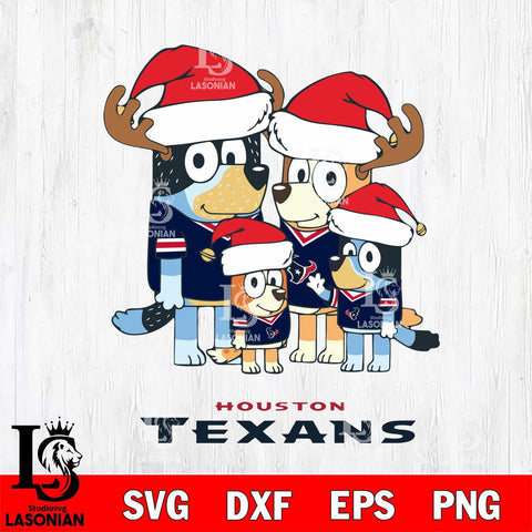 Houston Texans Christmas Bluey Santa Family Svg Eps Dxf Png File,Cut Svg Files, Digital File, Sublimation