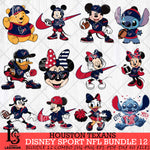 Houston Texans Disney NFL Bundle 12 Svg Eps Dxf Png File, Digital Download, Instant Download