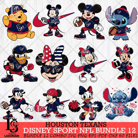 Houston Texans Disney NFL Bundle 12 Svg Eps Dxf Png File, Digital Download, Instant Download