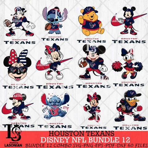 Houston Texans Disney NFL Bundle Svg PNG 12 Svg Eps Dxf Png File, Digital Download