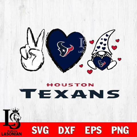 Houston Texans Gnomes Peace & Love Svg Eps Dxf Png File, Digital Download, Instant Download