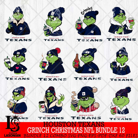 Houston Texans Grinch Christmas NFL Bundle 12 Svg Eps Dxf Png File,Cricut svg files, Digital Download, Instant Download