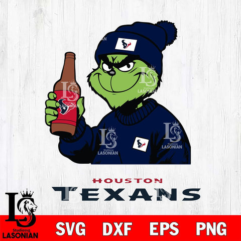 Houston Texans Grinch Drinking Beer Christmas Svg Eps Dxf Png File,Cricut svg files, Digital Download, Instant Download