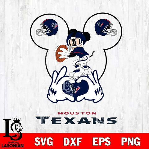 Houston Texans Mickey Heart Rugby Svg Eps Dxf Png File, Digital Download ,Instant Download, Cricut File