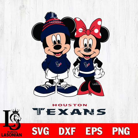 Houston Texans Mickey Minnie Mouse Cute Football Svg Eps Dxf Png File, Bundle NFl svg , File Cut , Digital Download , Instant Download, Laser Cut Svg Files