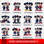 Houston Texans Mickey Minnie Mouse NFL Bundle 12 Svg Eps Dxf Png File, Bundle NFl svg , File Cut , Digital Download , Instant Download, Laser Cut Svg Files