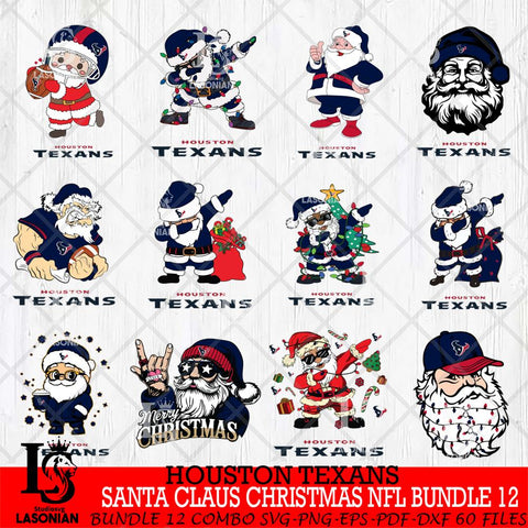 Houston Texans Satan Claus Christmas NFL Bundle 12 Svg Eps Dxf Png File,NFL Svg Files,Digital Download,Sublimation,Instant Download