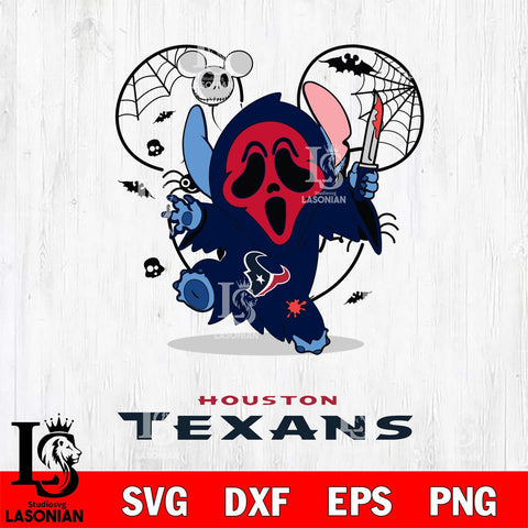 Houston Texans Stitch Ghost Face Halloween 2 Svg Eps Dxf Png File, Digital Download, Instant Download