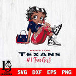 Houston Texans #1 Black Fan Girl Betty Boop Svg Eps Dxf Png File, Digital Download, Instant Download