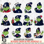 Houston Texans  Boujee Grinch NFL Bundle 12 SVG Eps Dxf Png File, Digital Download, Instant Download