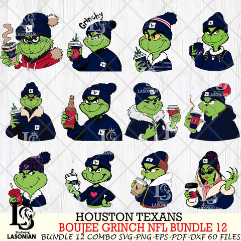 Houston Texans  Boujee Grinch NFL Bundle 12 SVG Eps Dxf Png File, Digital Download, Instant Download