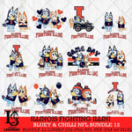 Illinois Fighting Illini Bluey & Bingo Bundle 12 SVG Svg Eps Dxf Png File, Bundle NCAA svg, Digital Download, Instant Download