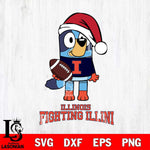 Illinois Fighting Illini Bluey Christmas Svg Eps Dxf Png File, Digital Download