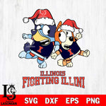 Illinois Fighting Illini Bluey Christmas Holiday Svg Eps Dxf Png File, Digital Download