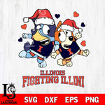 Illinois Fighting Illini Bluey Christmas NFL Svg Eps Dxf Png File, Digital Download