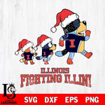 Illinois Fighting Illini Bluey Family Christmas Svg Eps Dxf Png File, Digital Download