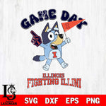 Illinois Fighting Illini Bluey Game Day Svg Eps Dxf Png File, Digital Download, Instant Download