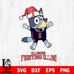 Illinois Fighting Illini Bluey Happy Christmas Svg Eps Dxf Png File, Digital Download