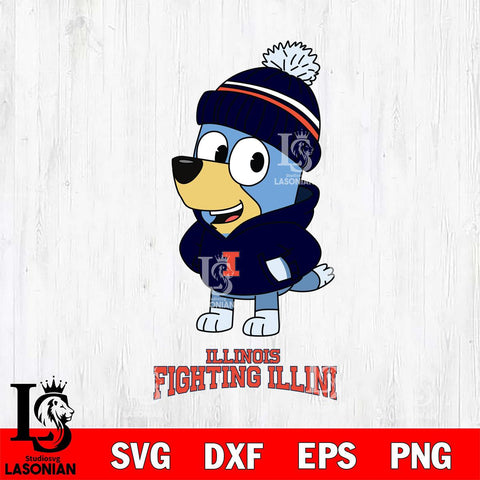 Illinois Fighting Illini Bluey Hoodie Sport Svg Eps Dxf Png File, Digital Download ,Instant Download, Cricut File