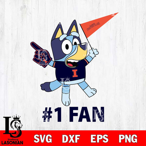 Illinois Fighting Illini Bluey #1 Fan Svg Eps Dxf Png File,NCAA Svg Files,Bluey svg ,Digital Download ,Instant Download, Cricut File