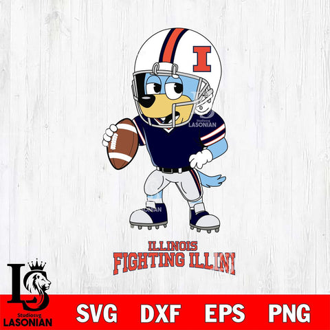 Illinois Fighting Illini Bluey rugby Svg Eps Dxf Png File, Digital Download ,Instant Download, Cricut File