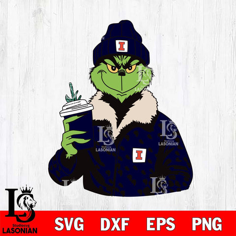 Illinois Fighting Illini Boujee Grinch 12 Svg Eps Dxf Png File, Digital Download, Instant Download