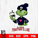 Illinois Fighting Illini Boujee Grinch Heart Christmas Cut Files Cricut, Svg Dxf Eps Png file, Digital download , Silhouette