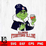 Illinois Fighting Illini Boujee Grinch Leopard Christmas Cut Files Cricut, Svg Dxf Eps Png file, Digital download , Silhouette