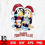 Illinois Fighting Illini Christmas Bluey Family Sport Cut Files,Bluey Cricut,Christmas Svg , Bluey svg , Digital Download, dxf eps png pdf file