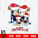 Illinois Fighting Illini Christmas Bluey Santa Family Cut Files,Bluey Cricut,Christmas Svg , Bluey svg , Digital Download, dxf eps png pdf file