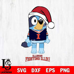 Illinois Fighting Illini Christmas Bluey Sport Cut Files,Bluey Cricut,Christmas Svg , Bluey svg , Digital Download, dxf eps png pdf file