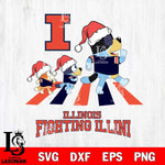 Illinois Fighting Illini Christmas Family Bluey Walking Cut Files,Bluey Cricut,Christmas Svg , Bluey svg , Digital Download, dxf eps png pdf file