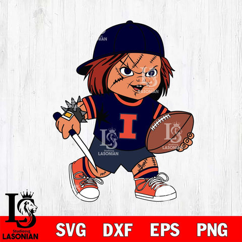 Illinois Fighting Illini Chucky Horror 10 Svg Eps Dxf Png File, NCAA svg, Digital Download, Instant Download