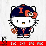 Illinois Fighting Illini Cute Hello Kitty Football 10 Svg Eps Dxf Png File, NCAA svg, Digital Download, Instant Download