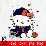 Illinois Fighting Illini Cute Hello Kitty Football Svg Eps Dxf Png File, NCAA svg, Digital Download, Instant Download