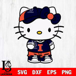 Illinois Fighting Illini Cute Hello Kitty Football 2 Svg Eps Dxf Png File, NCAA svg, Digital Download, Instant Download