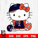 Illinois Fighting Illini Cute Hello Kitty Football 4 Svg Eps Dxf Png File, NCAA svg, Digital Download, Instant Download